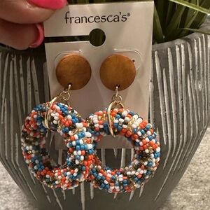 Francesca’s Mabel Beaded Circle Drop Multicolor Earrings